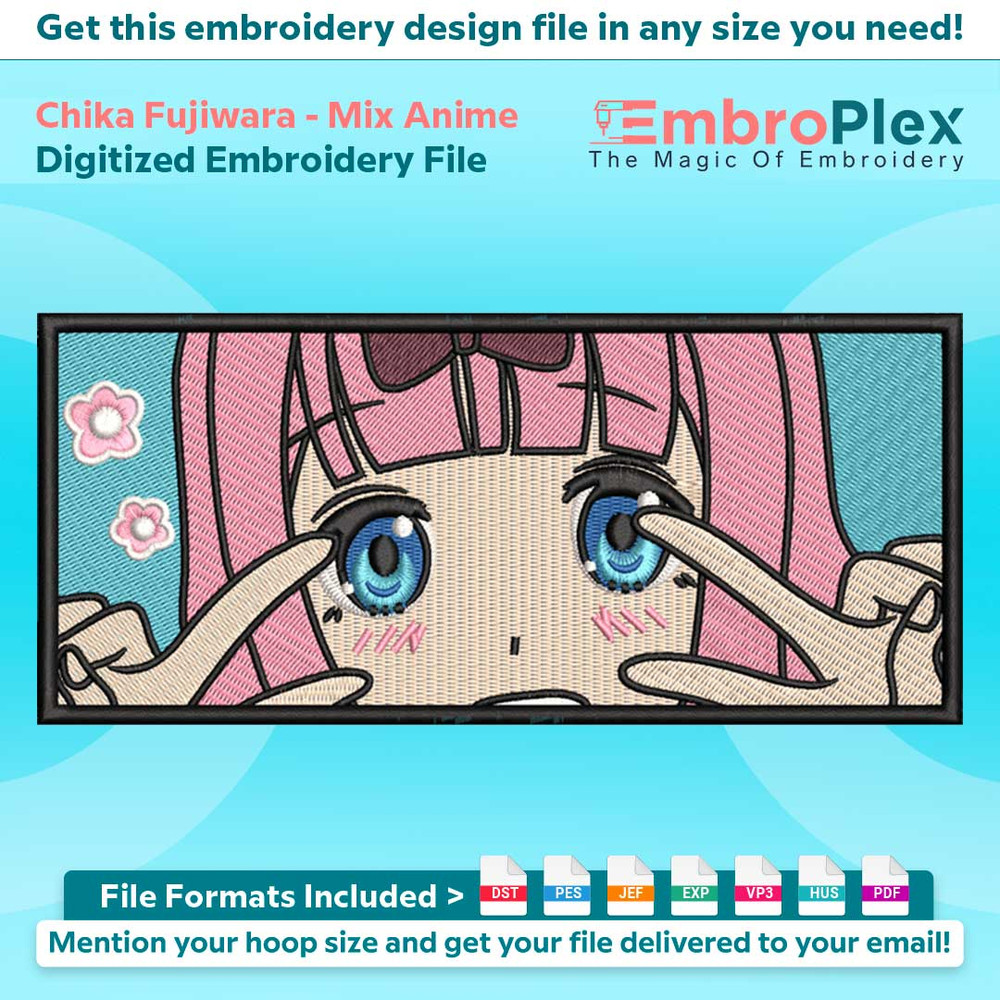 Anime-Inspired Chika Fujiwara Embroidery Design File main image - This anime embroidery designs files featuring Chika Fujiwara from Mix Anime . Digital download