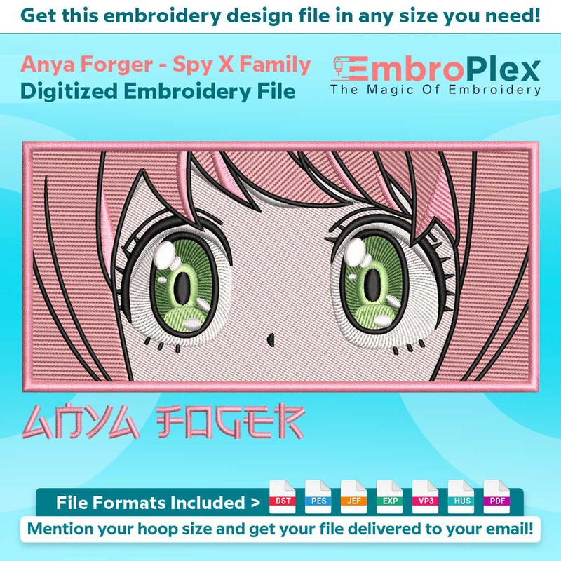 Anime-Inspired Anya Forger Embroidery Design File main image - This anime embroidery designs files featuring Anya Forger from Spy X Family. Digital download in