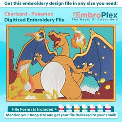 charizard from pokemon embroidery designs file