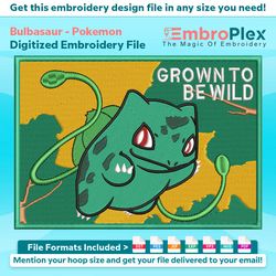bulbasaur from pokemon embroidery design file