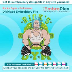 ricks gym from pokemon embroidery design file