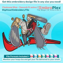 chainsaw man ft. swoosh embroidery design file