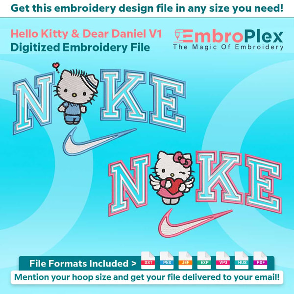 Daniel Kitty Pattern Hello Kitty & Dear Daniel Couple Embroidery Designs File | Inspire Uplift