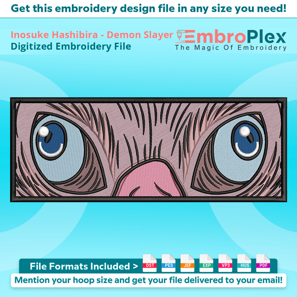 Anime-Inspired Inosuke Hashibira Embroidery Design File main image - This anime embroidery designs files featuring Inosuke Hashibira from Demon Slayer. Digital