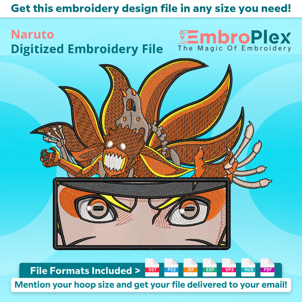Anime-Inspired Naruto Embroidery Design File main image - This anime embroidery designs files featuring Naruto from Naruto. Digital download in DST & PES format