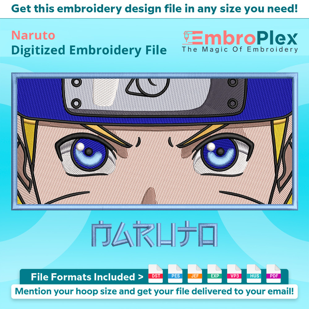 Anime-Inspired Naruto Embroidery Design File main image - This anime embroidery designs files featuring Naruto from Naruto. Digital download in DST & PES format