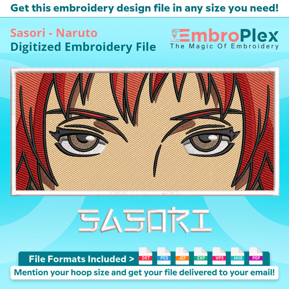 Anime-Inspired Sasori Embroidery Design File main image - This anime embroidery designs files featuring Sasori from Naruto. Digital download in DST & PES format