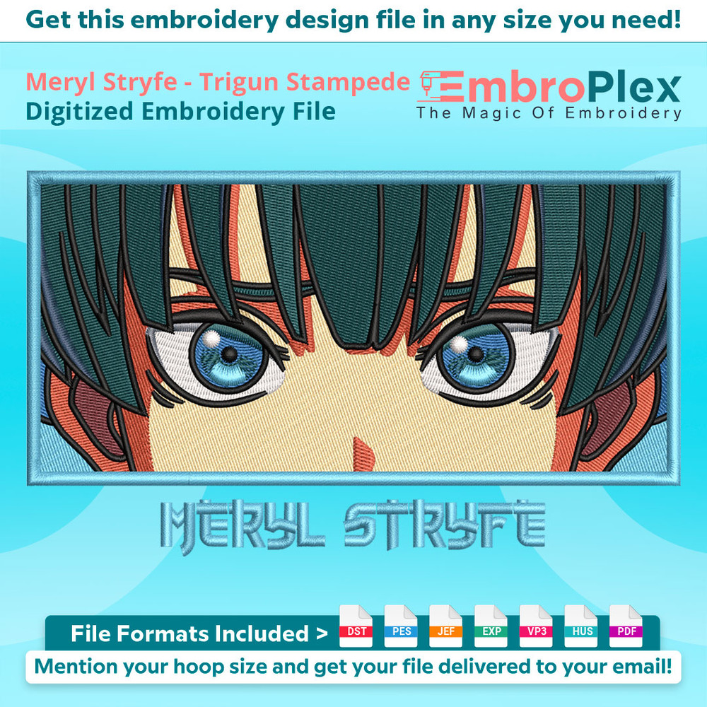 Anime-Inspired Meryl Stryfe Embroidery Design File main image - This anime embroidery designs files featuring Meryl Stryfe from Trigun Stampede. Digital downloa