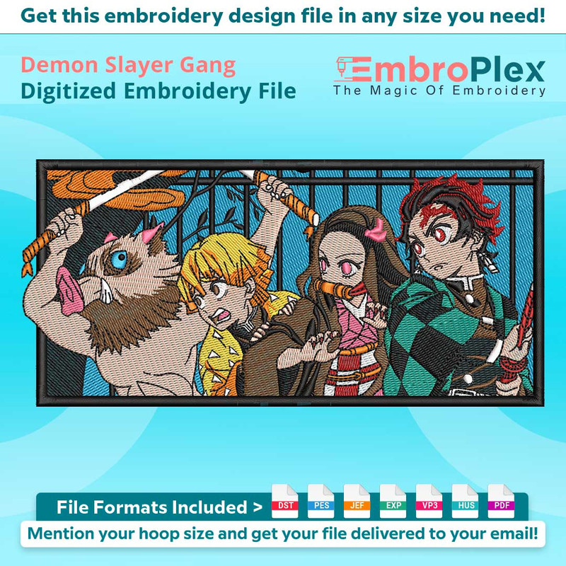Demon Slayer Gang Embroidery Design File 0