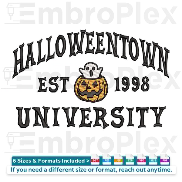Halloween Town University Embroidery Design File main image - This embroidery designs files featuring Halloween Town University from Halloween. Digital download