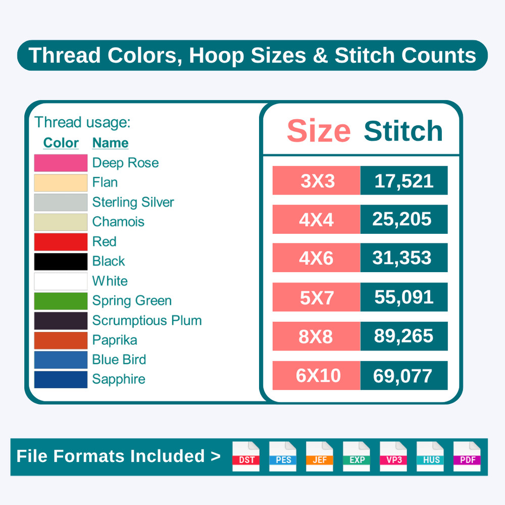 Horror Couple Heart Patch Embroidery Design file Size Info