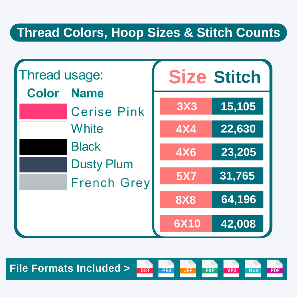 Halloween Embroidery Design file Size Info
