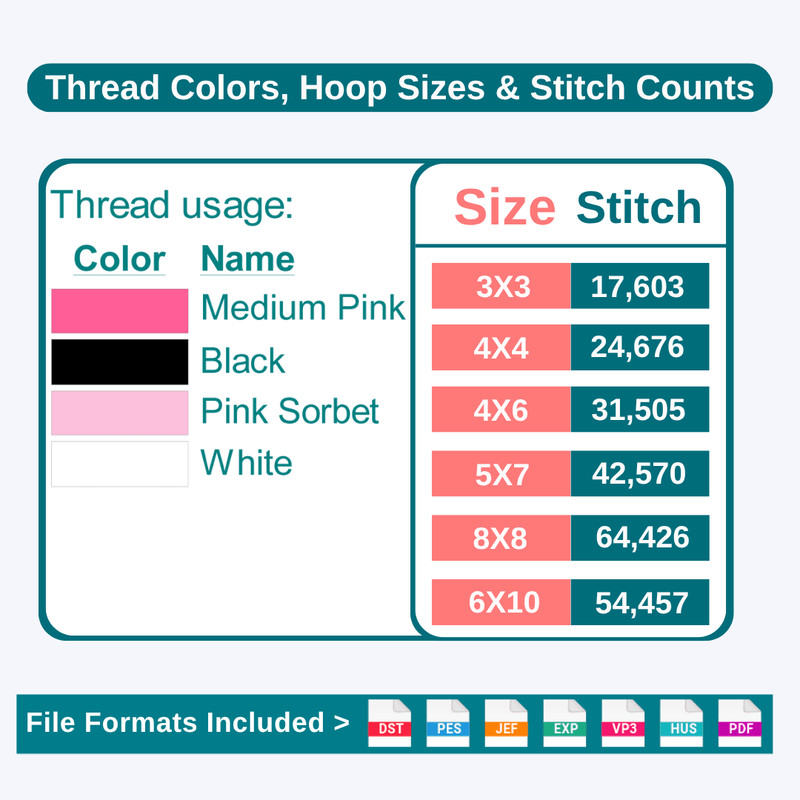 Embroidery pdf of the Spooky Halloween Patch Embroidery File Available in all 6 hoop sizes