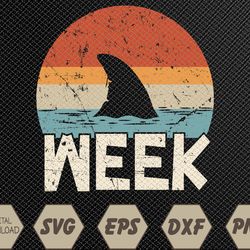 Retro Shark Fin Week 2023 Shark Lover Ocean Wildlife Summer Svg, Eps, Png, Dxf, Digital Download