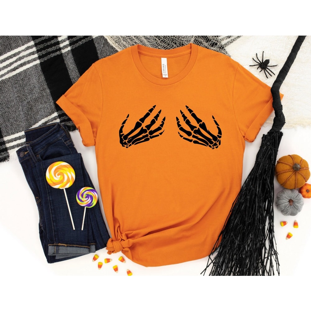 Skeleton Hands On Boobs, Funny Halloween Shirt, Halloween Party, Skeleton Hands T-shirt, Funny Skeleton, Skeleton Tee, Skeleton Boobs Shirt - 2.jpg