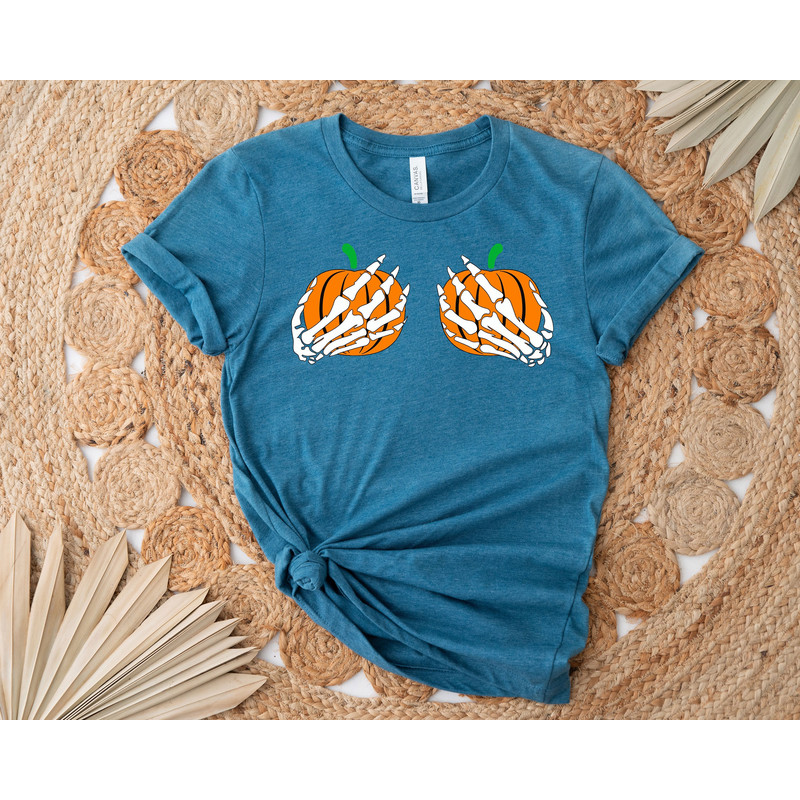 Skeleton Hands On Boobs Shirt, Halloween Shirt, Funny Boobs Shirt, Halloween Costume, Funny Halloween Women Tee, Halloween Party Shirt - 4.jpg