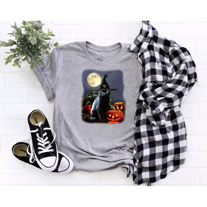 Witch Cat Shirt, Halloween Shirt, Horror Shirt, Halloween Costume, Funny Halloween Gift, Halloween Party Shirt, Spooky Season Tee - 1.jpg