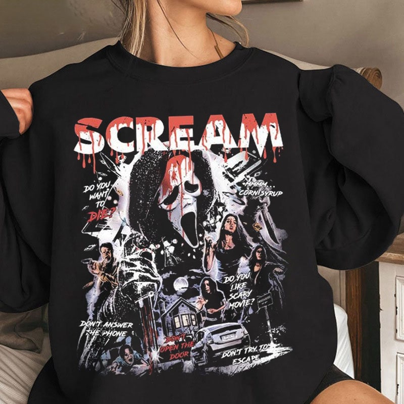Scream Vintage Style Halloween T-Shirt, Scream Shirt, Ghostface Sweatshirt, Horror Movie Tee, Halloween Party, Scazy Movie Tee, Scream Merch - 3.jpg