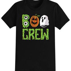 boo crew halloween t-shirt for men, women kids 100 cotton black shirt, funny scary t-shirts