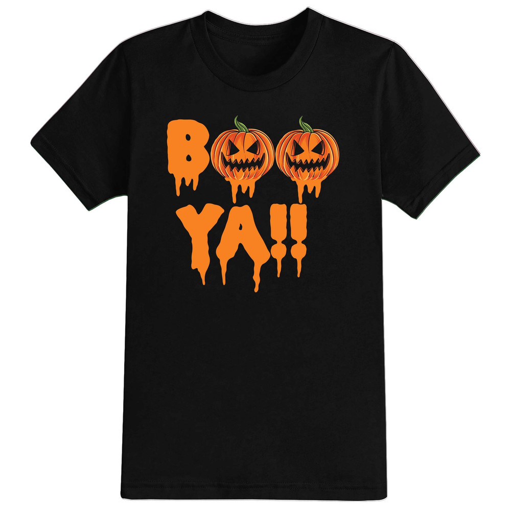 BOO Ya Pumpkins Halloween T-Shirt For Men, Women & Kids 100% Cotton Black Shirt, Funny Scary T-Shirts - 1.jpg