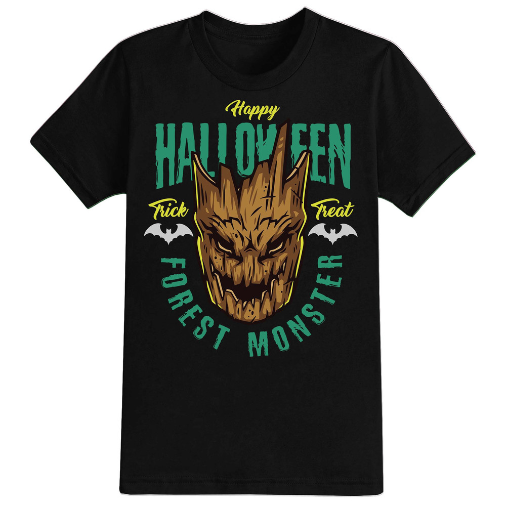 Forest Monster Halloween T-Shirt For Men, Women & Kids 100% Cotton Black Shirt, Funny Scary T-Shirts - 1.jpg