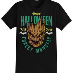 forest monster halloween t-shirt for men, women kids 100 cotton black shirt, funny scary t-shirts