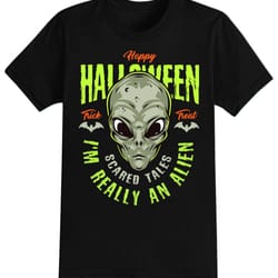 im really an alien halloween t-shirt for men, women kids 100 cotton black shirt, funny scary t-shirts