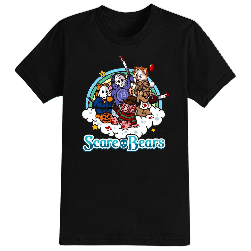 Scare Bears Halloween T-Shirt For Men, Women & Kids 100% Cotton Black Shirt, Funny Scary T-Shirts - 1.jpg