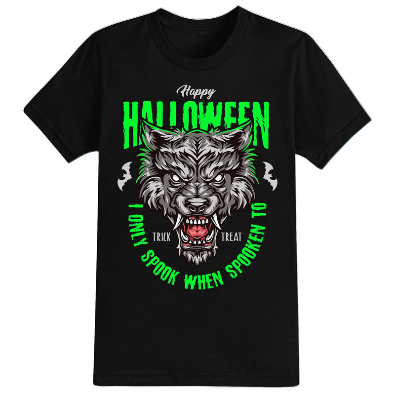 Spooky Werewolf Halloween T-Shirt For Men, Women & Kids 100% Cotton Black Shirt, Funny Scary T-Shirts, Horror Movie Shirts - 1.jpg