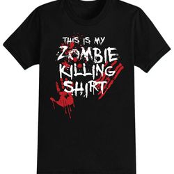 zombie killing halloween t-shirt for men, women  kids 100 cotton black shirt, funny scary t-shirts, horror movie shirts