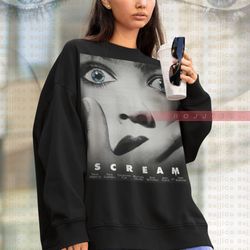 drew barrymore scream sweatshirt, scary movie sweater, horror tees, kill3r homage fan t-shirt sidney, stu matcher, billy