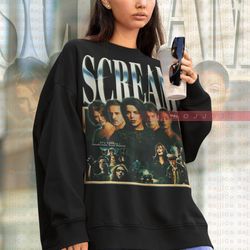 scream sweater, lets watch scary movie sweatshirt, horror tees, kill3r homage fan t-shirt sidney, stu matcher scream gif