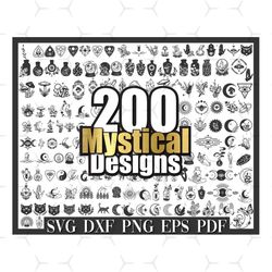 mystical moon svg, celestial svg, mystical moon clipart, svg files for cricut silhouette studio