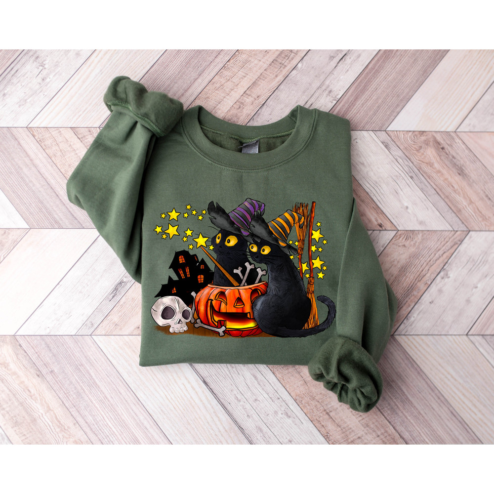 Cat halloween sweatshirt, ghost cat shirt, Halloween Sweater, Halloween Cat Shirt, Cat Lover Shirt, Black Cat Shirt, Spooky Season - 1.jpg