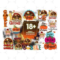 18 files gobble thanksgiving sublimation bundle, thanksgiving svg
