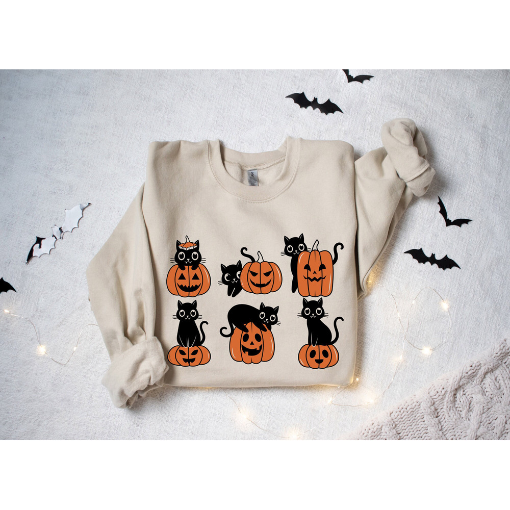 Halloween Sweatshirt,Cat Sweatshirt,Ghost Shirt,Halloween Sweater,Cool Halloween Cat Shirt,Cat Lover Tshirt,Black Cat Shirt,2023 Spooky Seas - 1.jpg