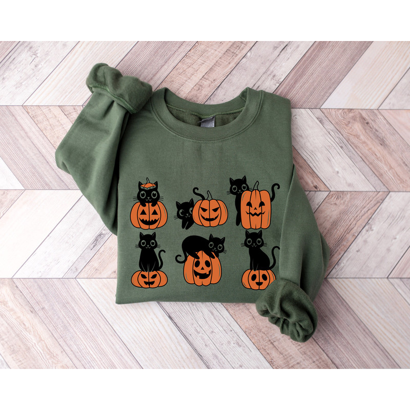 Halloween Sweatshirt,Cat Sweatshirt,Ghost Shirt,Halloween Sweater,Cool Halloween Cat Shirt,Cat Lover Tshirt,Black Cat Shirt,2023 Spooky Seas - 2.jpg