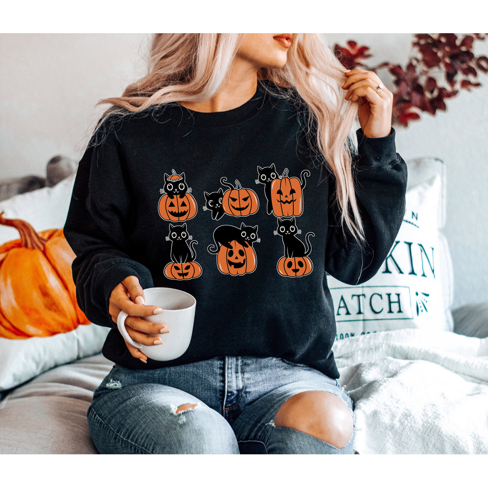 Halloween Sweatshirt,Cat Sweatshirt,Ghost Shirt,Halloween Sweater,Cool Halloween Cat Shirt,Cat Lover Tshirt,Black Cat Shirt,2023 Spooky Seas - 3.jpg