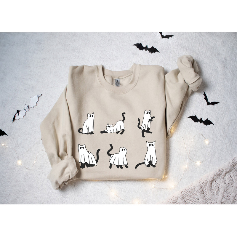 Halloween Sweatshirt,Cat Sweatshirt,Ghost Shirt,Halloween Sweater,Cool Halloween Cat Shirt,Cat Lover Tshirt,Black Cat Shirt,2023 Spooky Seas - 4.jpg