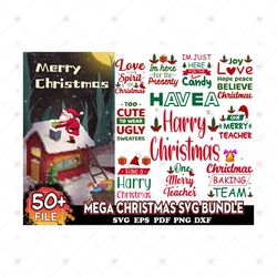 50 Designs Mega Christmas Svg Bundle, Christmas Svg, Xmas Svg, Merry Christmas Svg, Christmas Quotes Svg, Christmas Cut