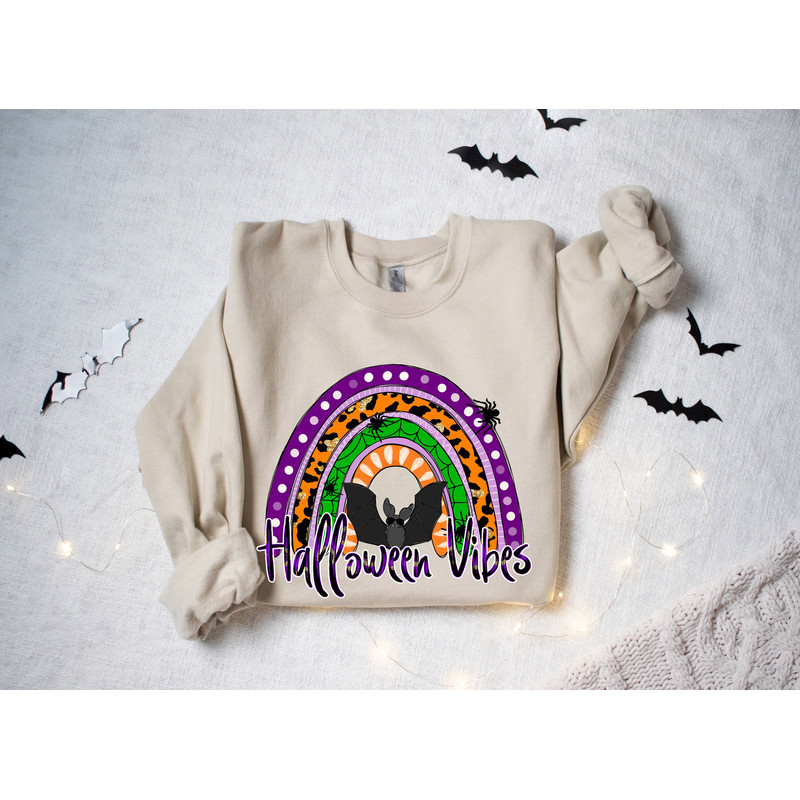 Halloween Vibes Rainbow Sweatshirt,Spooky Halloween Shirt, Funny Halloween Shirt, Halloween Shirt,Woman Halloween Gift - 2.jpg