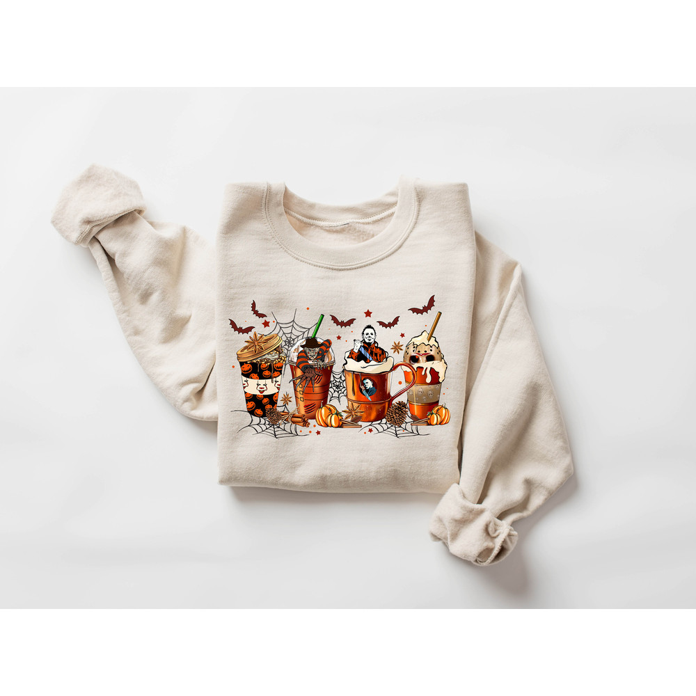 Skeleton Coffee Cups Sweatshirt, Coffee Cups Sweatshirt, Skull Coffee Cup Sweatshirt, Skeleton Halloween Sweatshirt, Coffee Lover Sweatshirt - 3.jpg