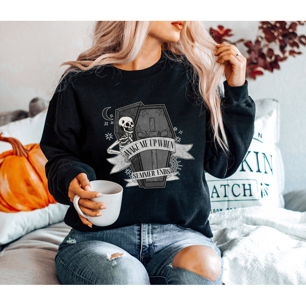 Wake Me Up Summer Ends Sweatshirt,Summer Halloween Shirt,Halloween Lovers Shirt,Halloween Funny Shirt,Spooky Season Shirt,Skeleton Shirt - 3.jpg