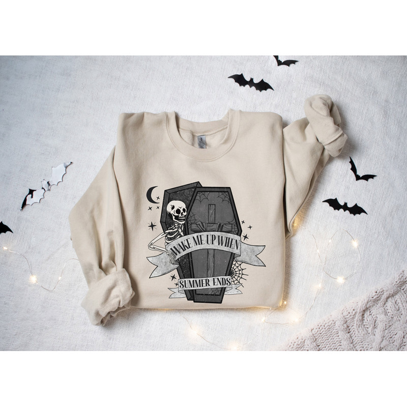 Wake Me Up Summer Ends Sweatshirt,Summer Halloween Shirt,Halloween Lovers Shirt,Halloween Funny Shirt,Spooky Season Shirt,Skeleton Shirt - 5.jpg