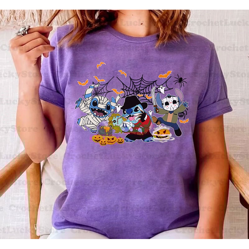 Disney Horror Stitch Halloween Shirt, Spooky Season, Trick Or Treat, Halloween Party Shirt, Halloween Shirt, Disney Stitch Matching Shirt - 3.jpg