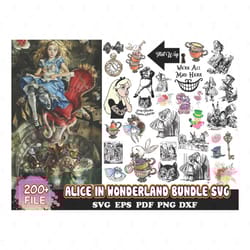 200 alice in wonderland bundle svg, disney svg, alice svg