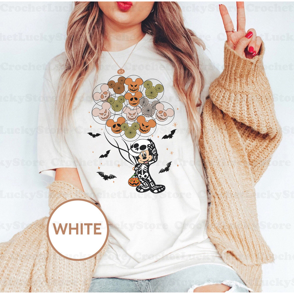Disney Mickey Skeleton Balloon Shirt, Disney Balloon Shirt, Mickey Not So-Scary Halloween Party Shirt, Spooky Season, Halloween Matching Tee - 3.jpg