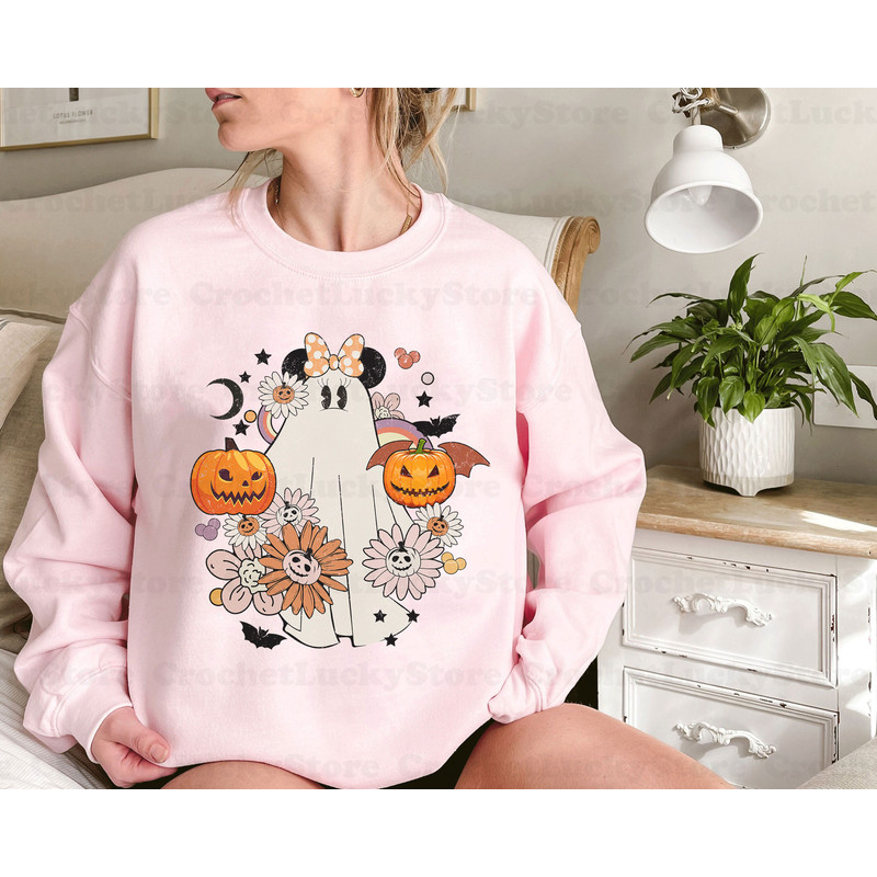 Disney Mickey Minnie Costume Ghost Halloween Pumpkin Floral Shirt, Disneyland Family Vacation, Mickey's Not So Scary Tee, Holiday Gift - 4.jpg
