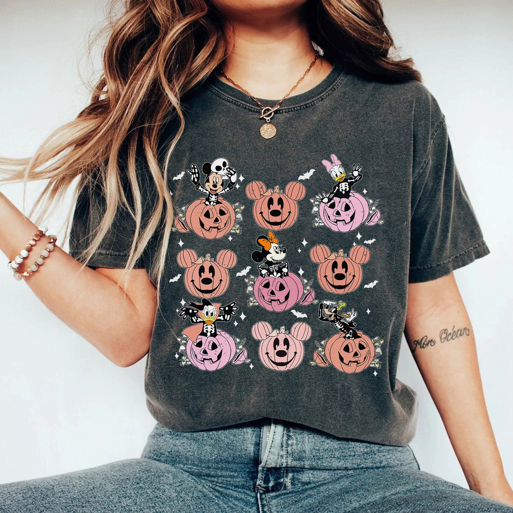 Disney Skeleton Halloween Shirt, Halloween Spooky Family Shirt, Disney Halloween Pumpkin Tee, Vintage Disney Mickey Friends Halloween - 1.jpg