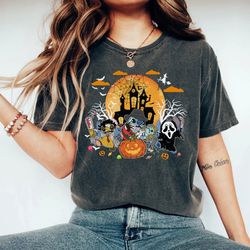 disney stitch halloween shirt, trick or treat, halloween party shirt, disney stitch horror characters shirt, disney hall